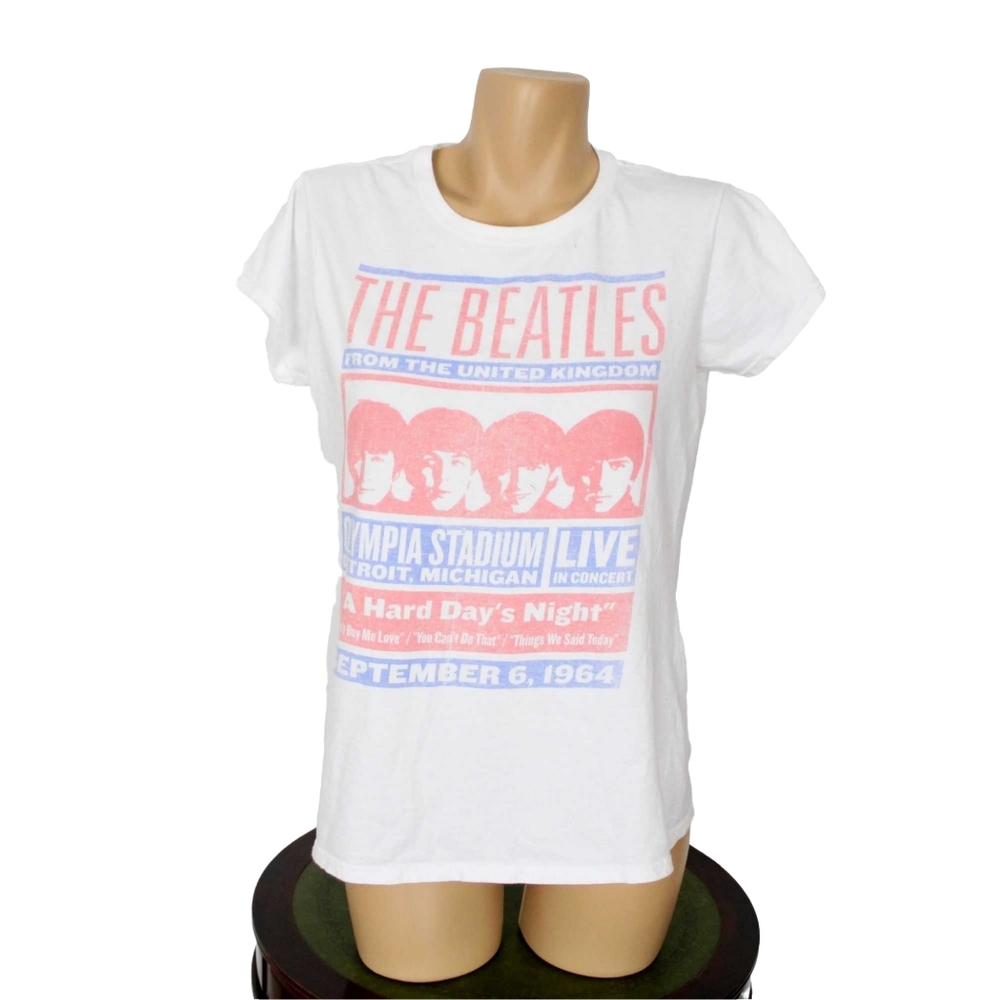 Beatles Concert T-Shirt Unisex Medium Detroit A Hard Day's Night Faded Look CA29